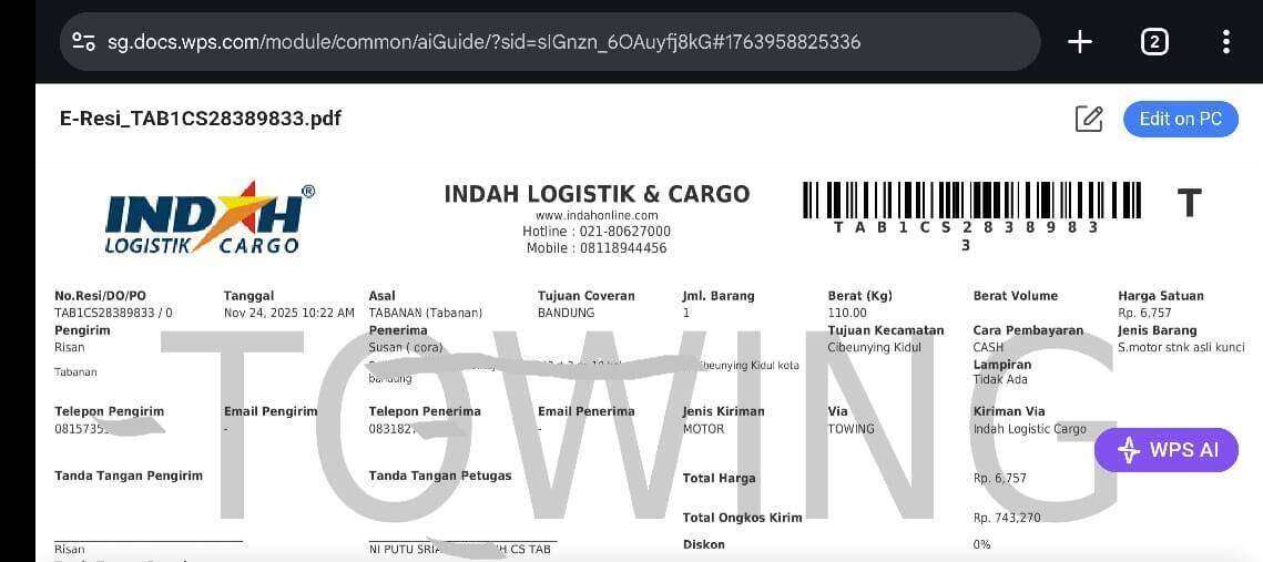 Mohon Penjelasan dan Kejelasan dari Indah Logistik Cargo