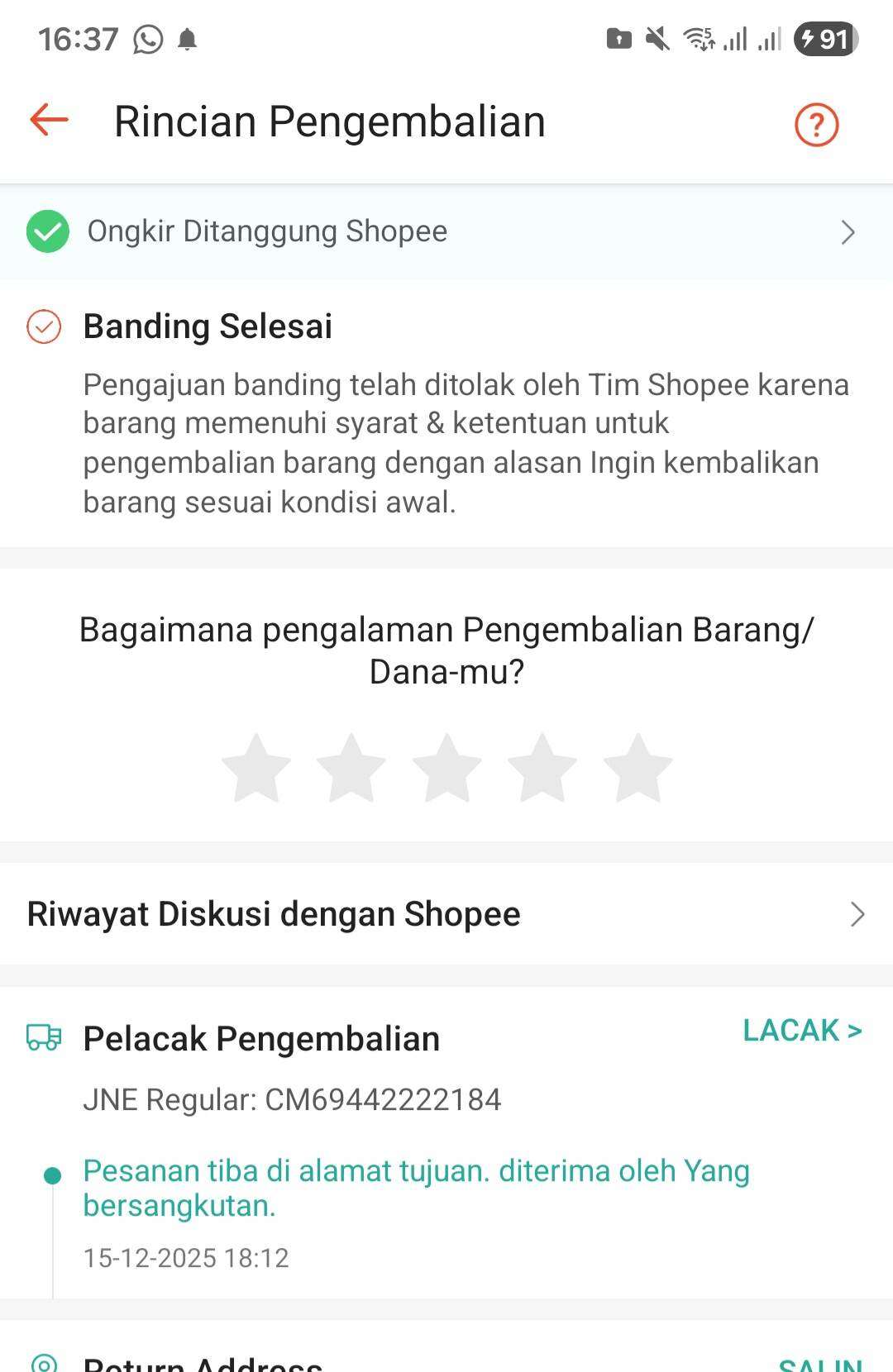 Penjual Dirugikan atas Hasil Keputusan Banding Pengembalian Barang di Shopee