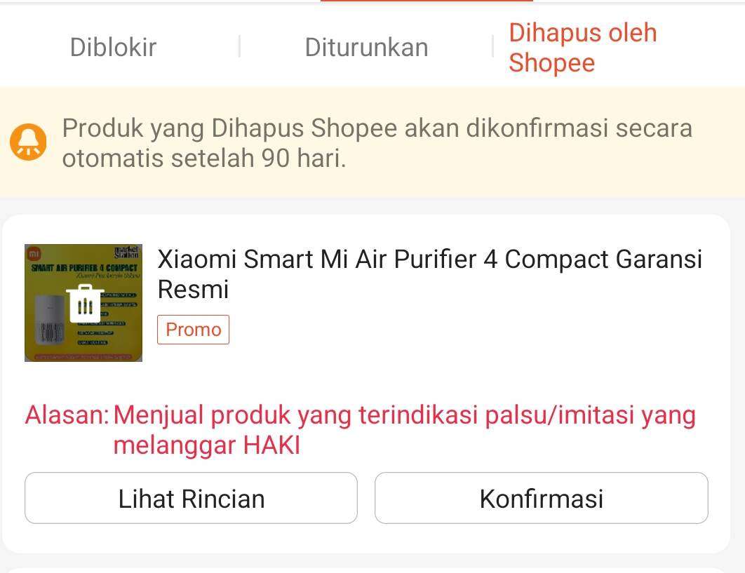 Shopee Lagi-lagi Secara Sepihak Melakukan Takedown Produk Xiaomi Saya dengan Alasan Produk Imitasi