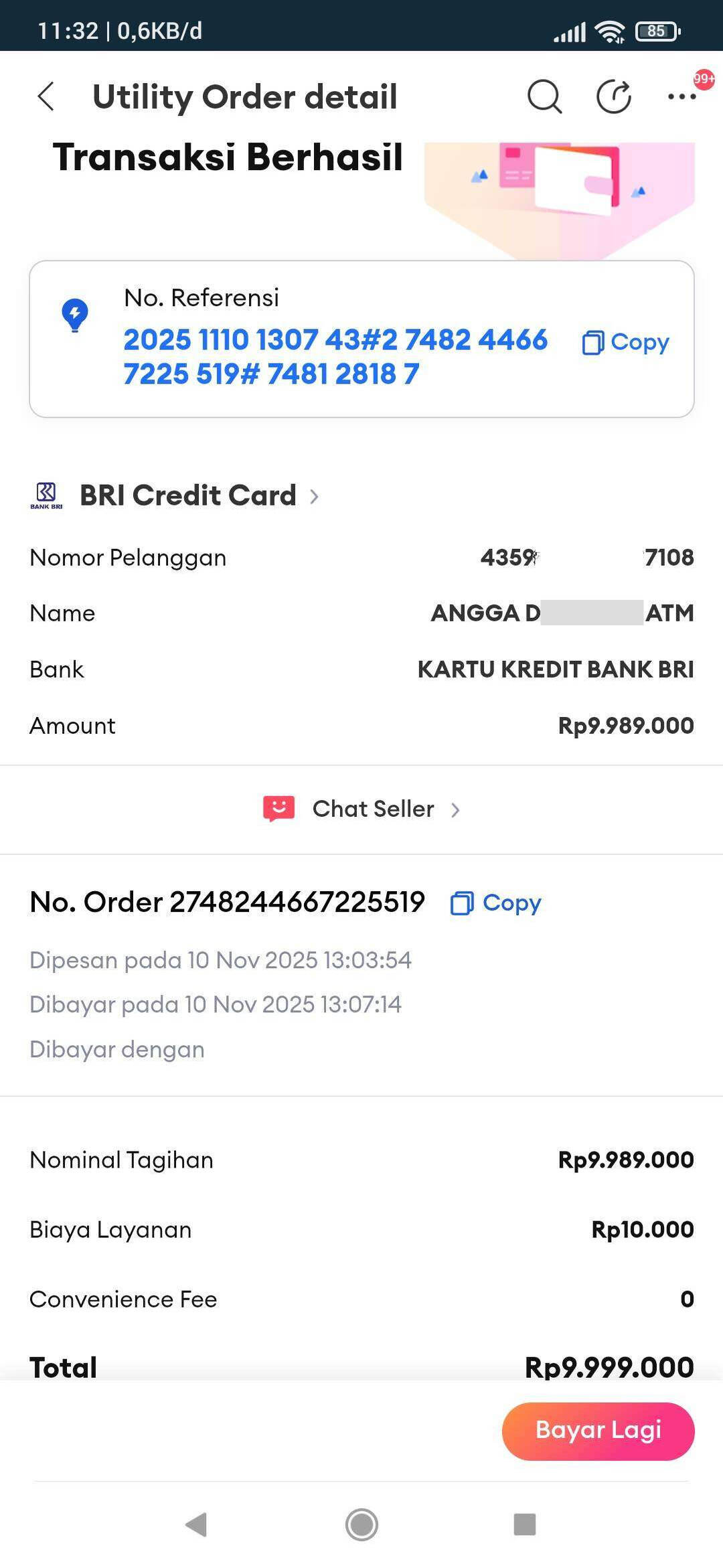 Bayar Kartu Kredit BRI via Lazada, Satu Transaksi Rp9,9 Juta Tak Masuk Limit