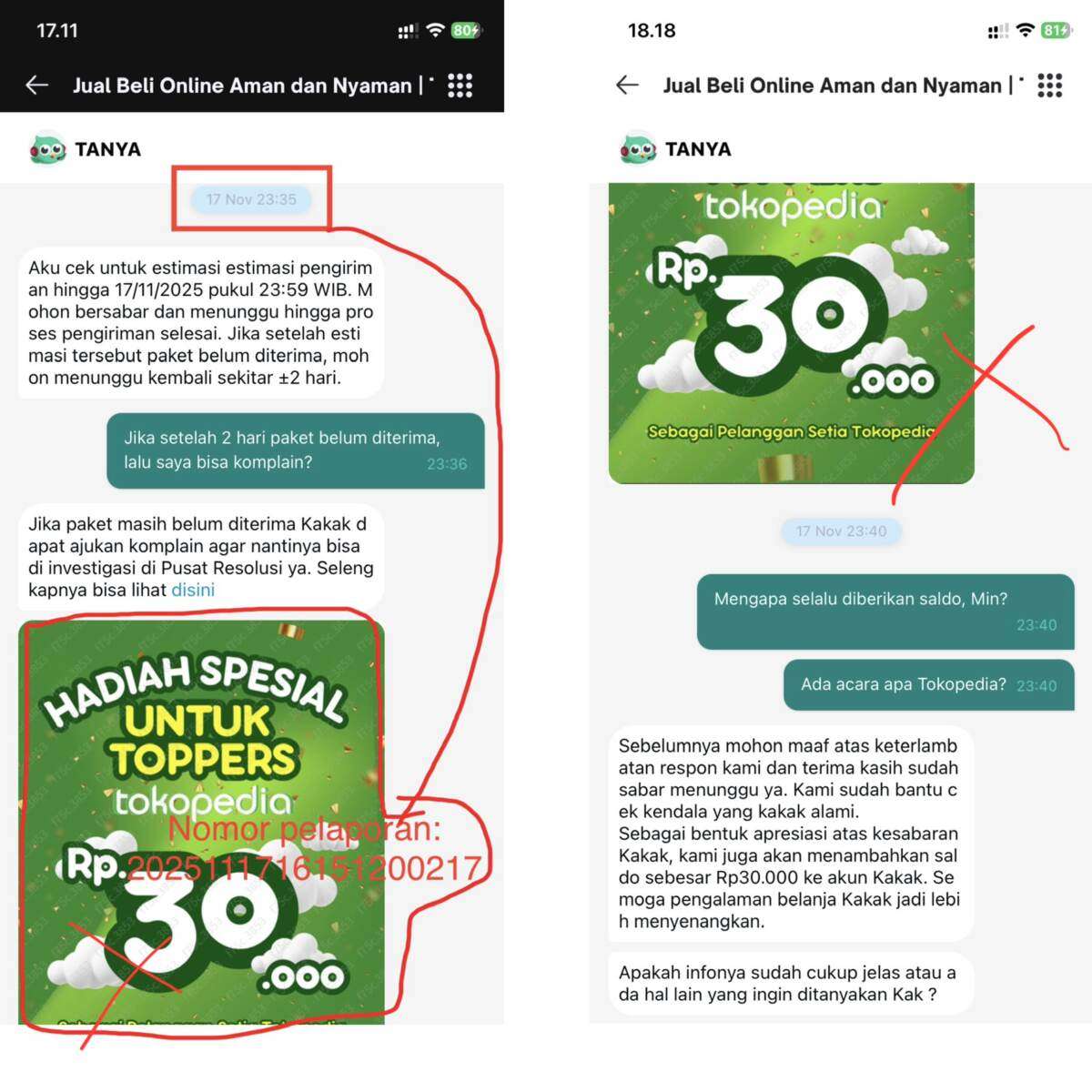 Salah Satu Saldo Kompensasi Telah Melewati Batas SLA, Tokopedia Tidak Menepati Janji