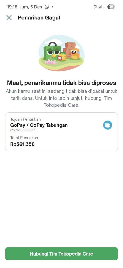 Pesanan Dibatalkan, Refund ke Saldo Tokopedia Tak Bisa Ditarik