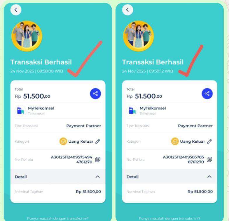 Masalah Isi Pulsa di MyTelkomsel, Pembayaran melalui blu by BCA
