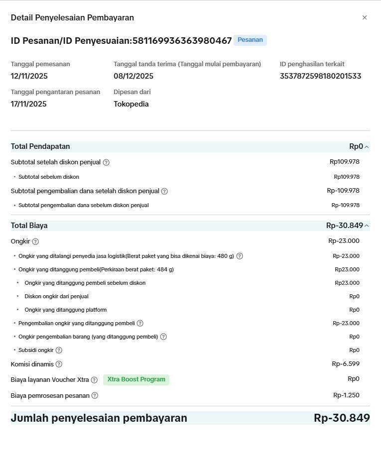 Jualan di TikTok Shop Tokopedia: Barang Diretur Tanpa Video Unboxing, Dijanjikan Bisa Banding Ketika Retur Diterima, Akhirnya Barang Tidak Kembali, Tetapi Tidak Diganti Bahkan Dibebankan Ongkir!