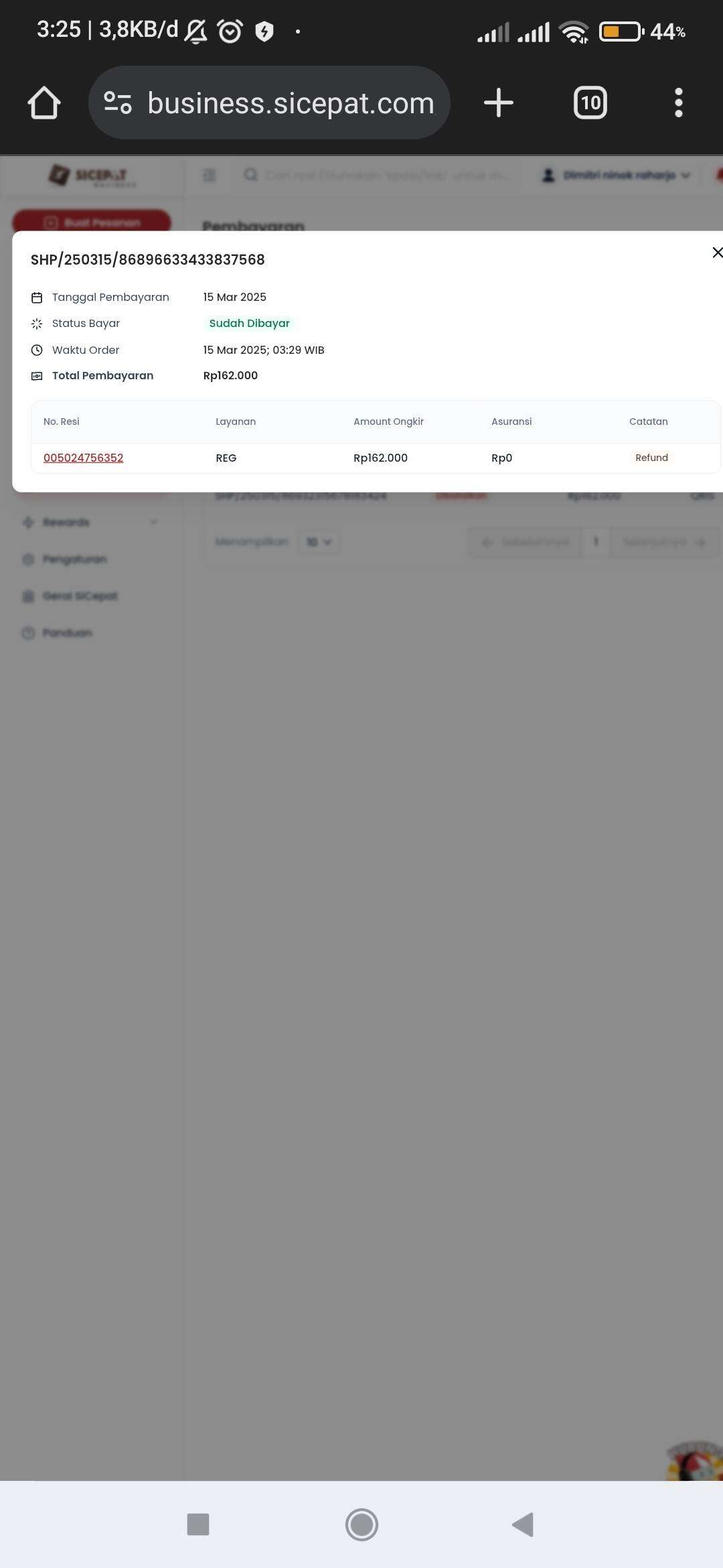 Refund Ongkir Belum Diproses oleh SiCepat