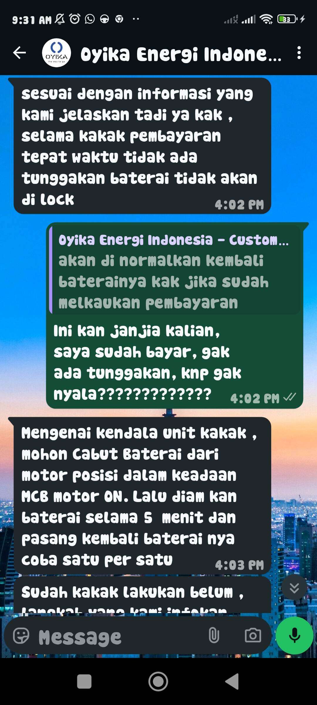 Bayar Cicilan Sewa Motor Listrik OYIKA, Motor Malah Tidak Bisa Jalan: Ini Kisah Pengalaman Konsumen!
