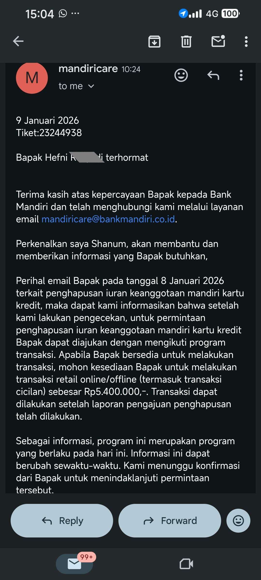 Annual Fee Kartu Kredit Bank Mandiri