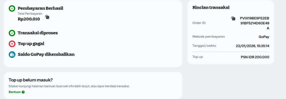 Kesulitan dalam Proses Pengembalian Dana atas Transaksi yang Gagal di Situs gopay.go.id