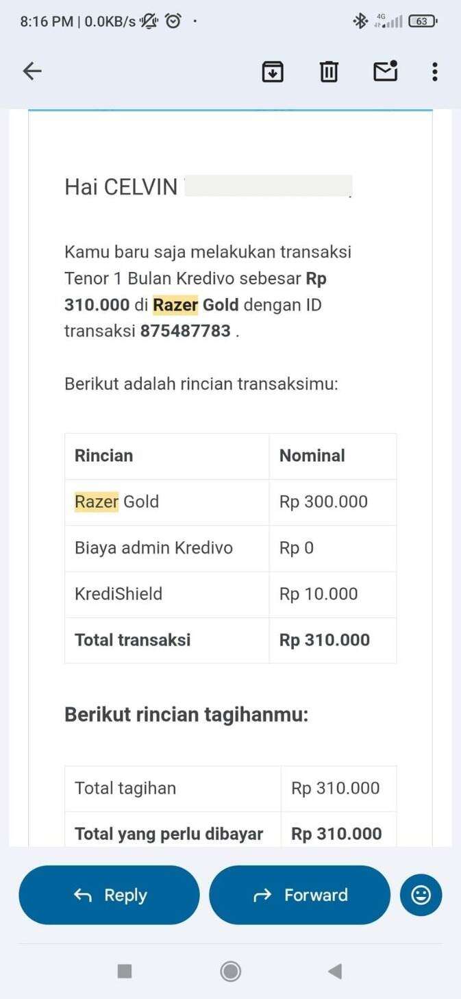 Pembobolan Akun Kredivo untuk Pembelian di Razer Gold