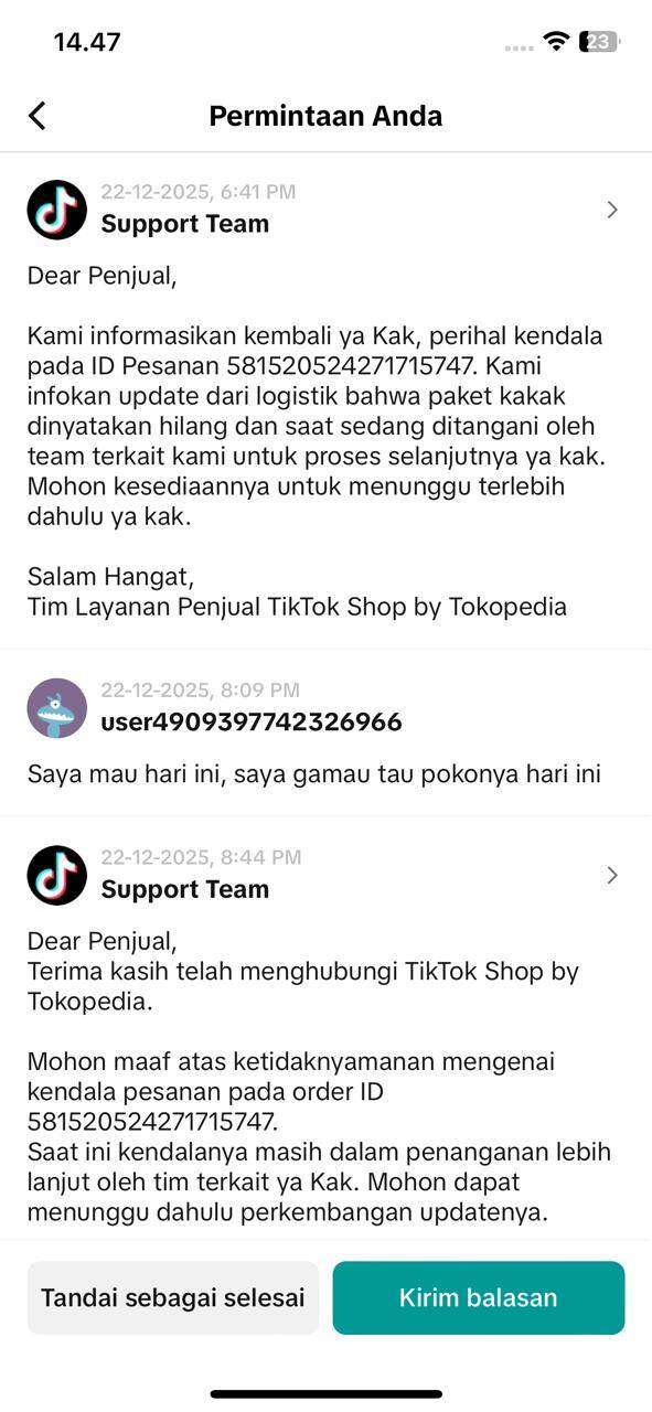 Laporan Hampir 1 Bulan, Kompensasi Masih Belum Diterima dari TikTok Tokopedia