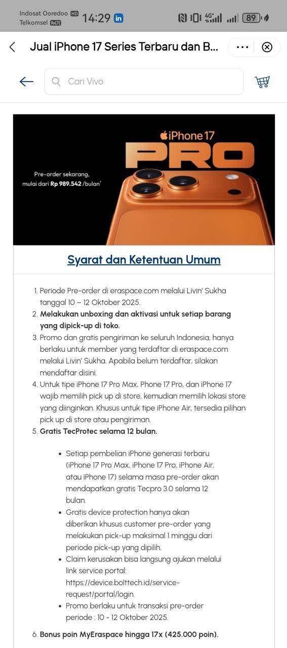 Cashback Cicilan Bank Mandiri Pre-Order iPhone 17 Series Livin Sukha Tidak Kunjung Terealisasi
