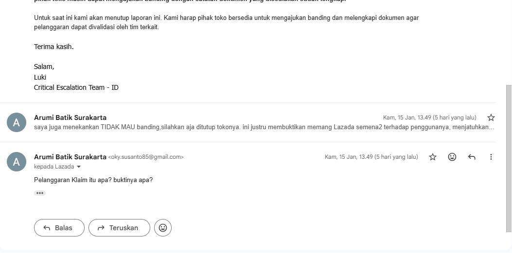 Lazada Tidak Mau Memberikan Bukti dan Penjelasan terkait Tuduhan Pelanggaran