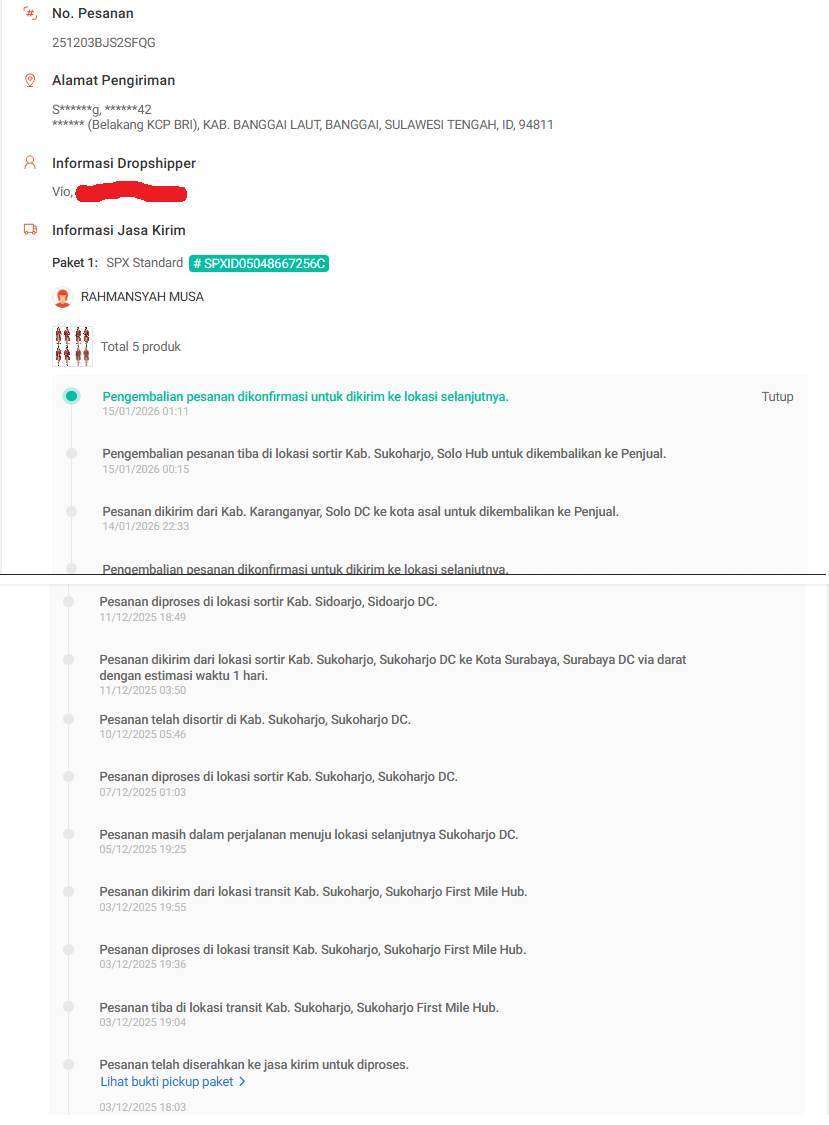 Pembeli Menolak Pesanan Rp4,2 Juta karena Paket Shopee Tertahan 8 Hari di DC Sukoharjo