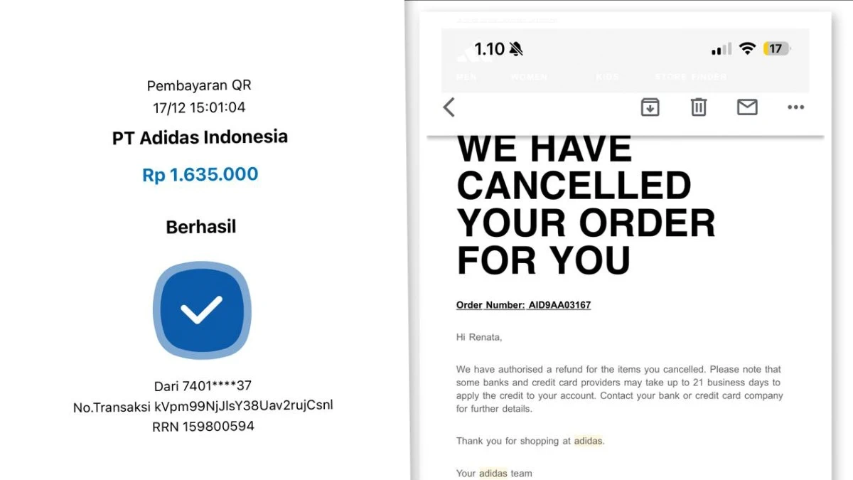 Pesanan Dibatalkan Adidas Indonesia, Refund Belum Diterima Lebih dari 1 ...