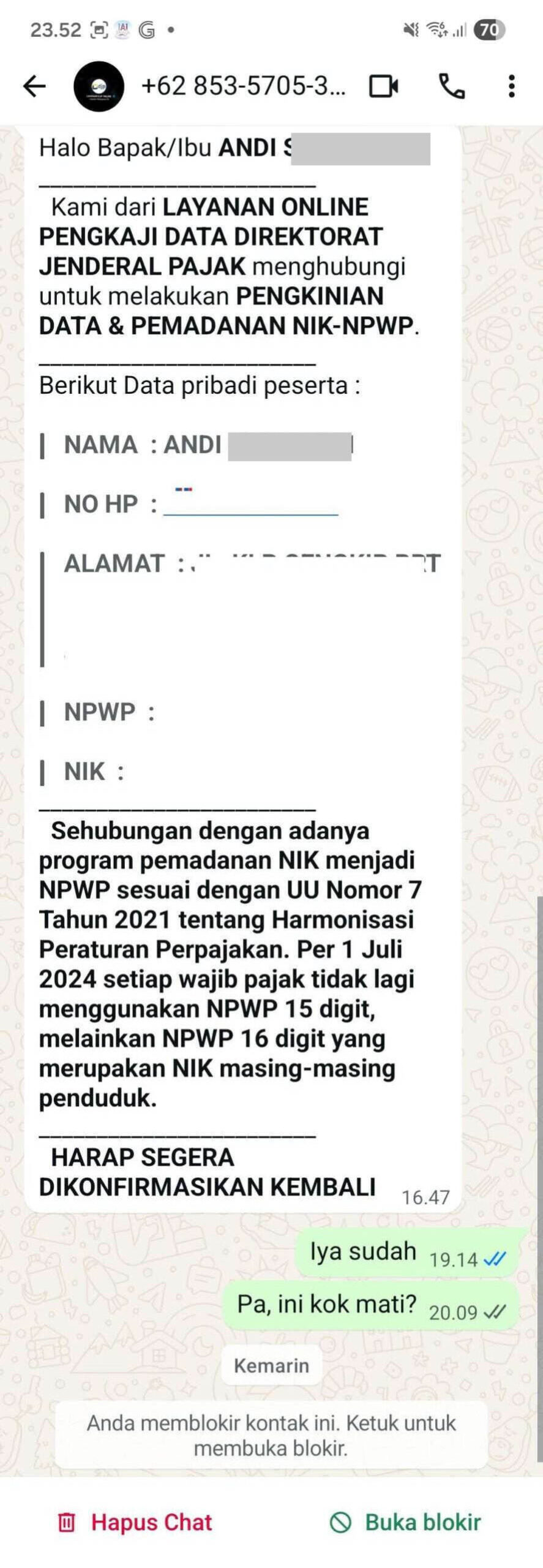 Penanganan Bank Ina dalam Melakukan Mediasi terkait Rekening Nasabahnya yang Terkena Penipuan Online