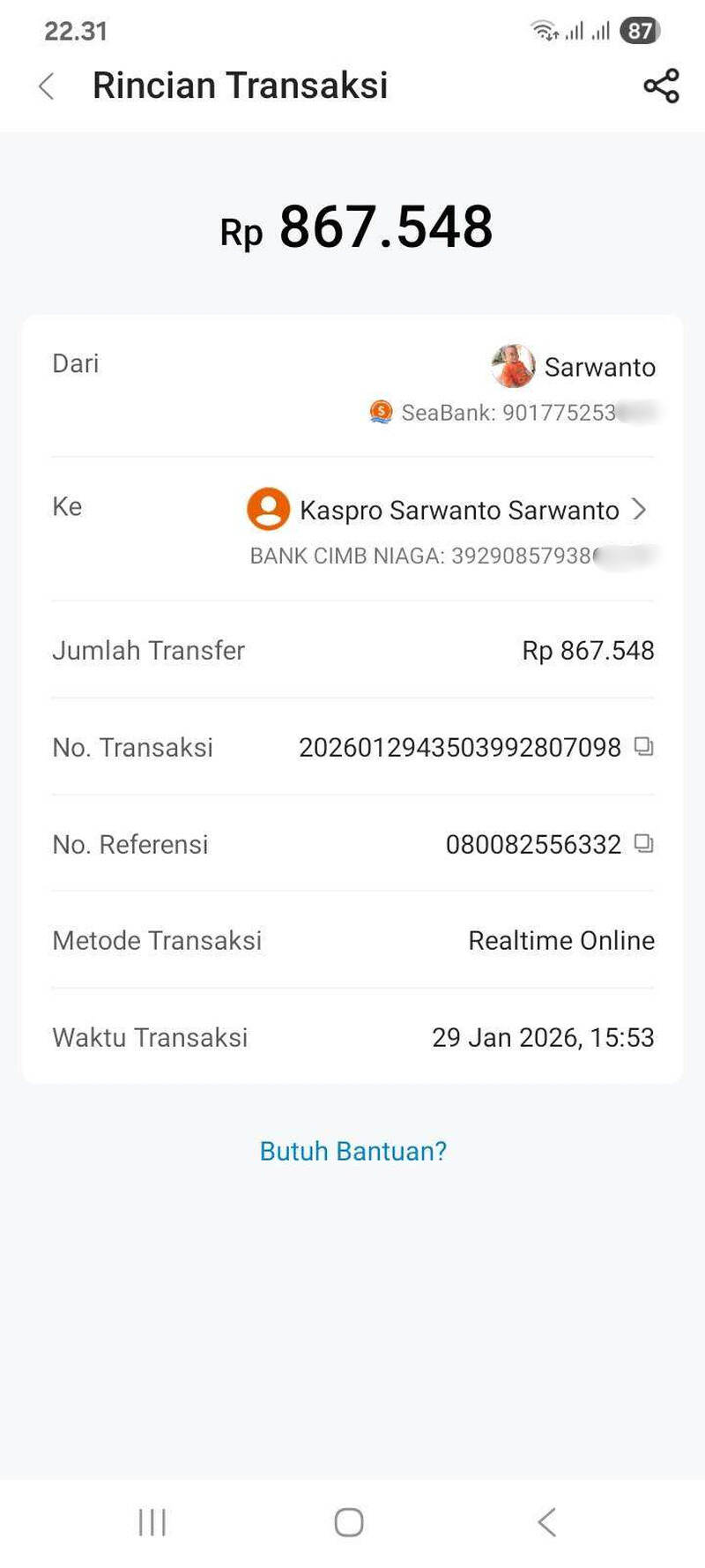 SeaBank Tidak Bisa Kembalikan Dana untuk Transaksi Transfer Saldo Terpotong tapi Tidak Masuk