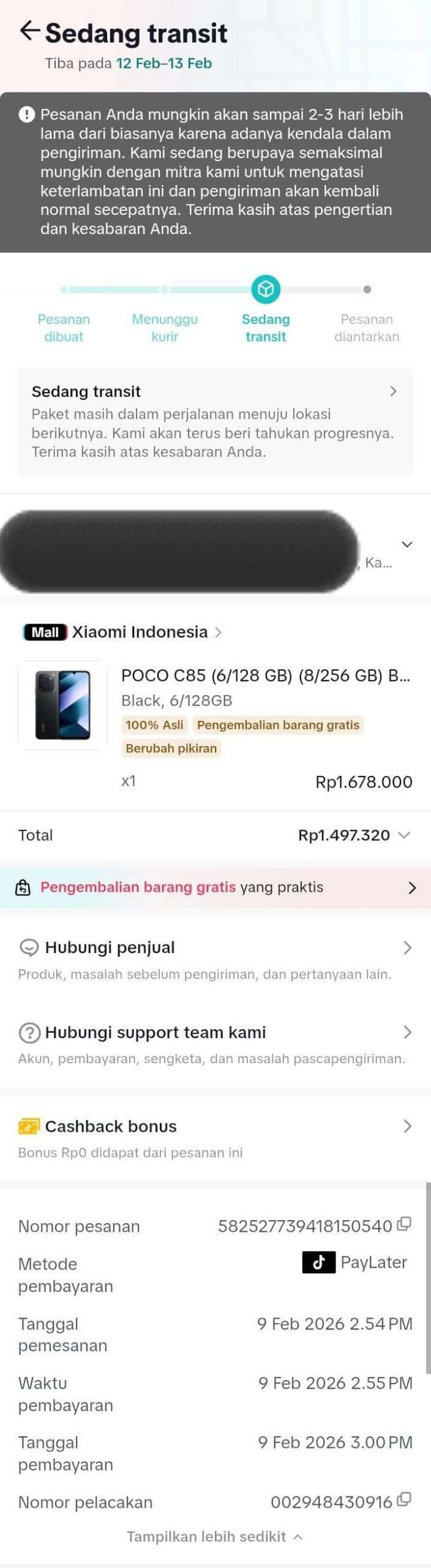 Tagihan GoPayLater Jatuh Tempo, HP dari TikTok Shop Tak Kunjung Datang: Paket SiCepat Stuck Sejak 15 Februari