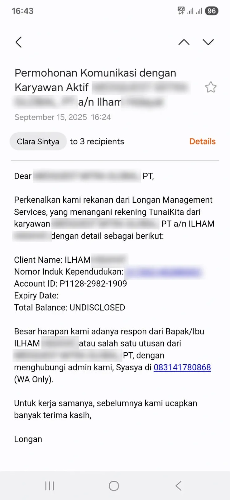 Teror Penagihan Longan ke Email Kantor