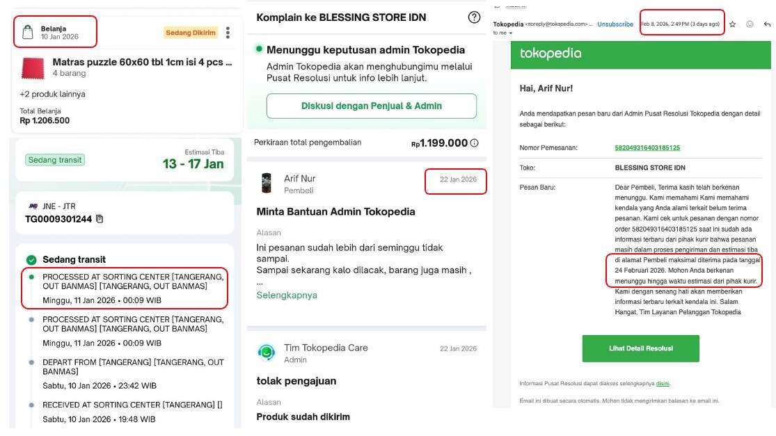 Pengiriman Tokopedia Sudah 1 Bulan Tidak Sampai dan Masih Diminta Menunggu Lebih Lama