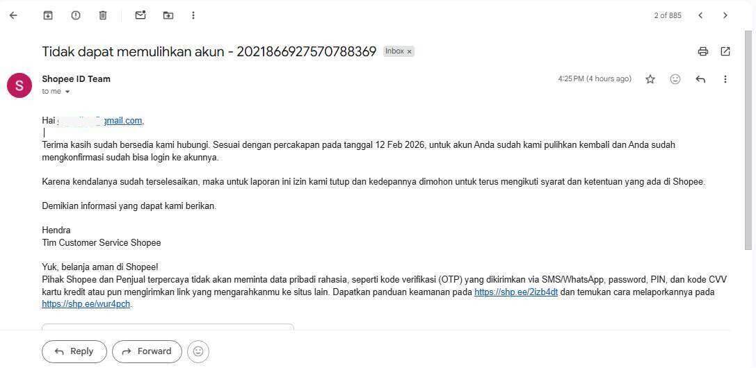 Terima Kasih Shopee, Akun Saya Sudah Dipulihkan dan Dana Penjualan Sudah Bisa Dicairkan