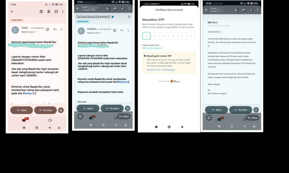 Tidak Bisa Mendapatkan OTP Lapis Kedua untuk Login Aplikasi Nex Co Brand Bank Sampoerna