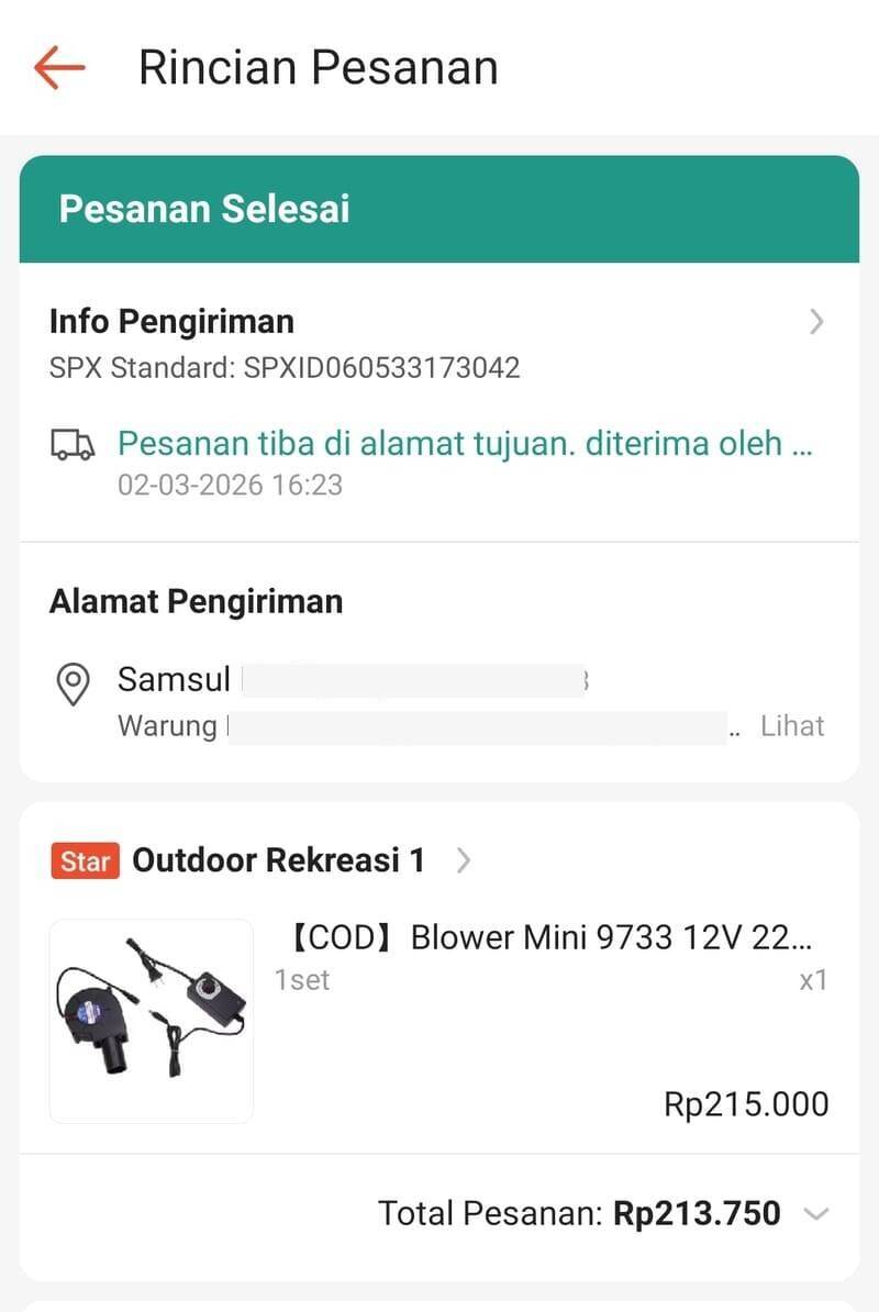 Beli Blower Rp200 Ribu di Shopee, Isi Paket Cuma Styrofoam
