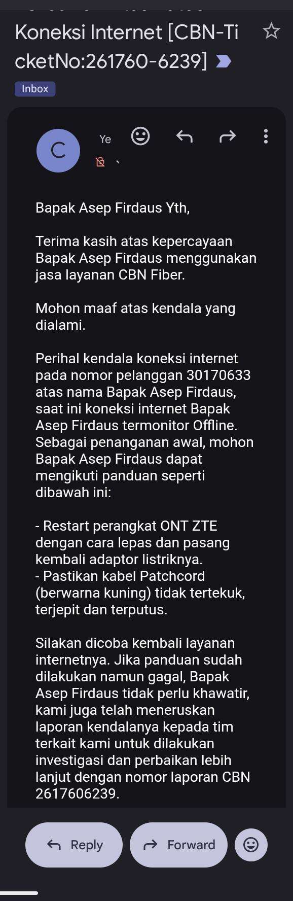 LOS Merah Berhari-hari, Lambatnya Perbaikan CBN atas Keluhan Pelanggan