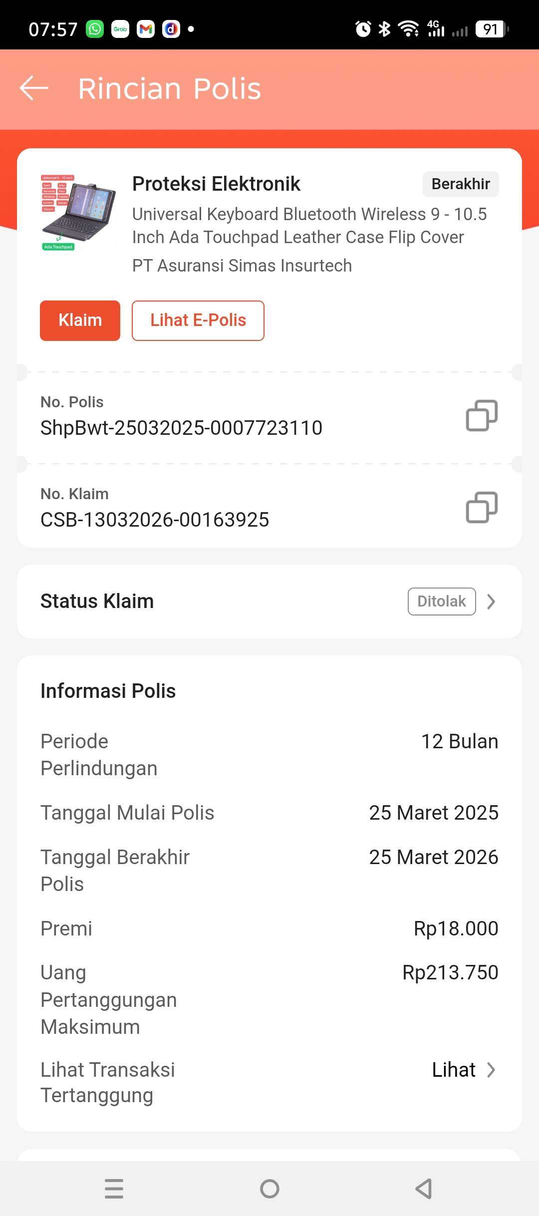 Klaim Asuransi Ditolak karena Tidak Ada Kartu Garansi