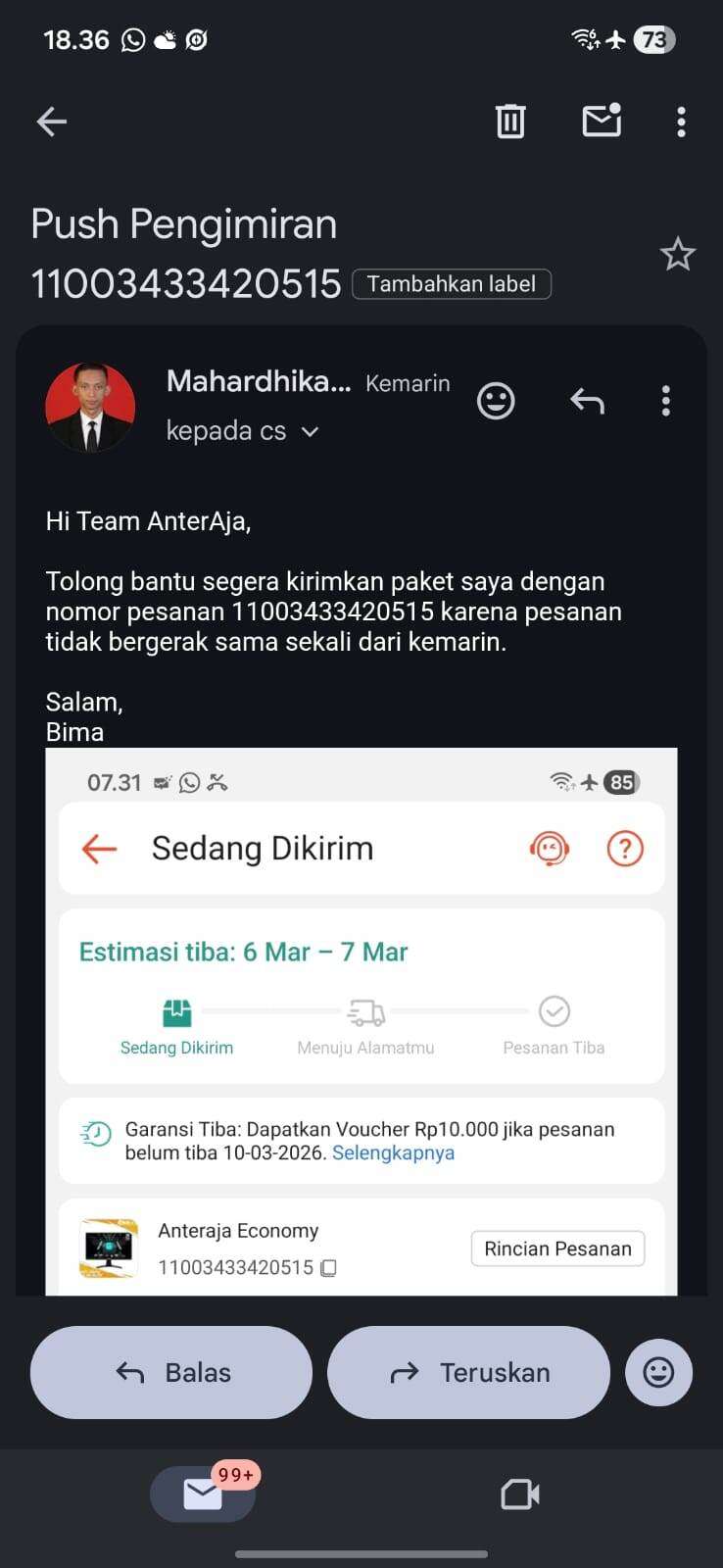 Pengiriman AnterAja di Shopee Sangat Buruk