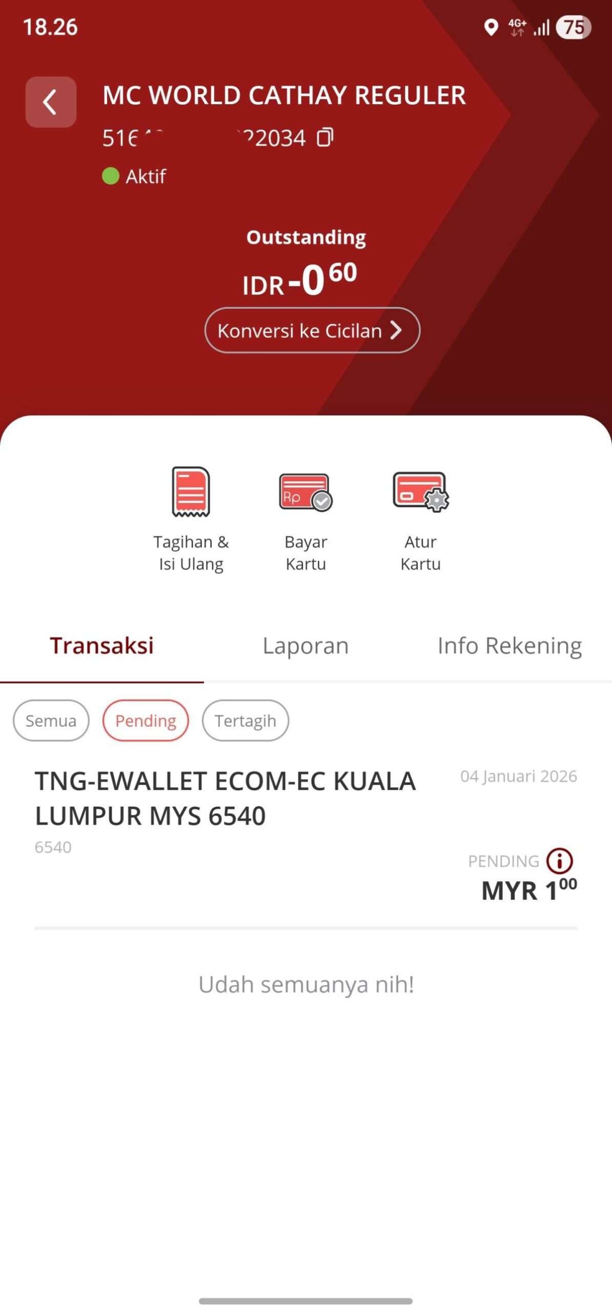 Transaksi Pending Kartu Kredit CIMB Niaga 2 Bulan Belum Settlement