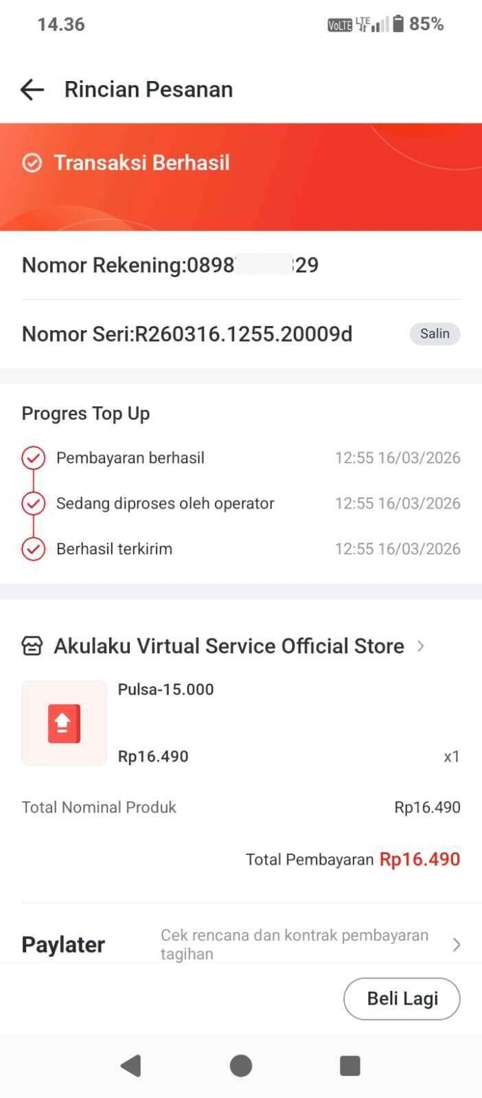 Transaksi Isi Ulang Pulsa Tri Berhasil, tapi Pulsa Tidak Bertambah
