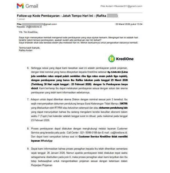 Kelalaian KrediOne Mengirimkan Kode VA, Konsumen Terancam Denda dan BI Checking