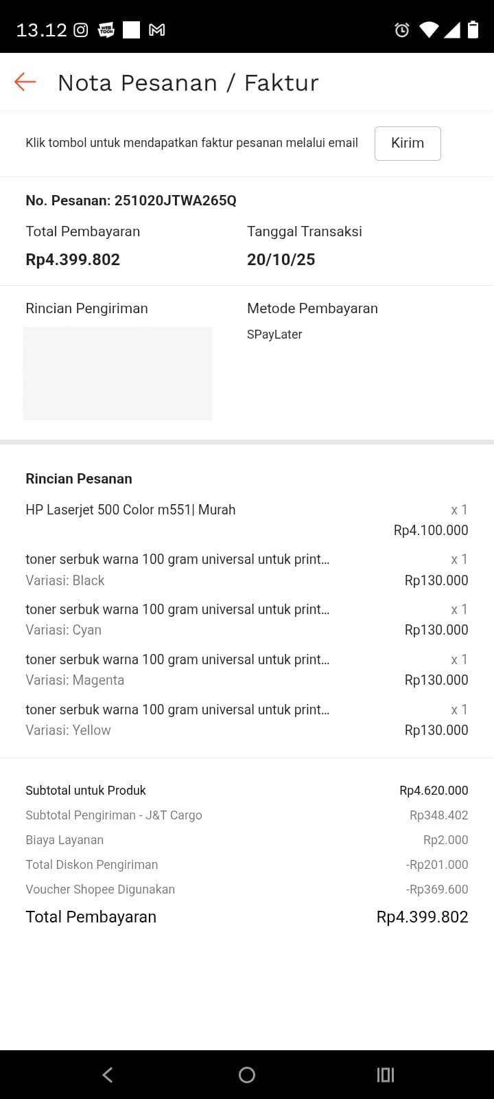 Dugaan Penipuan Toko Star Seller Shopee; Barang Pesanan Kurang, Katanya Menyusul