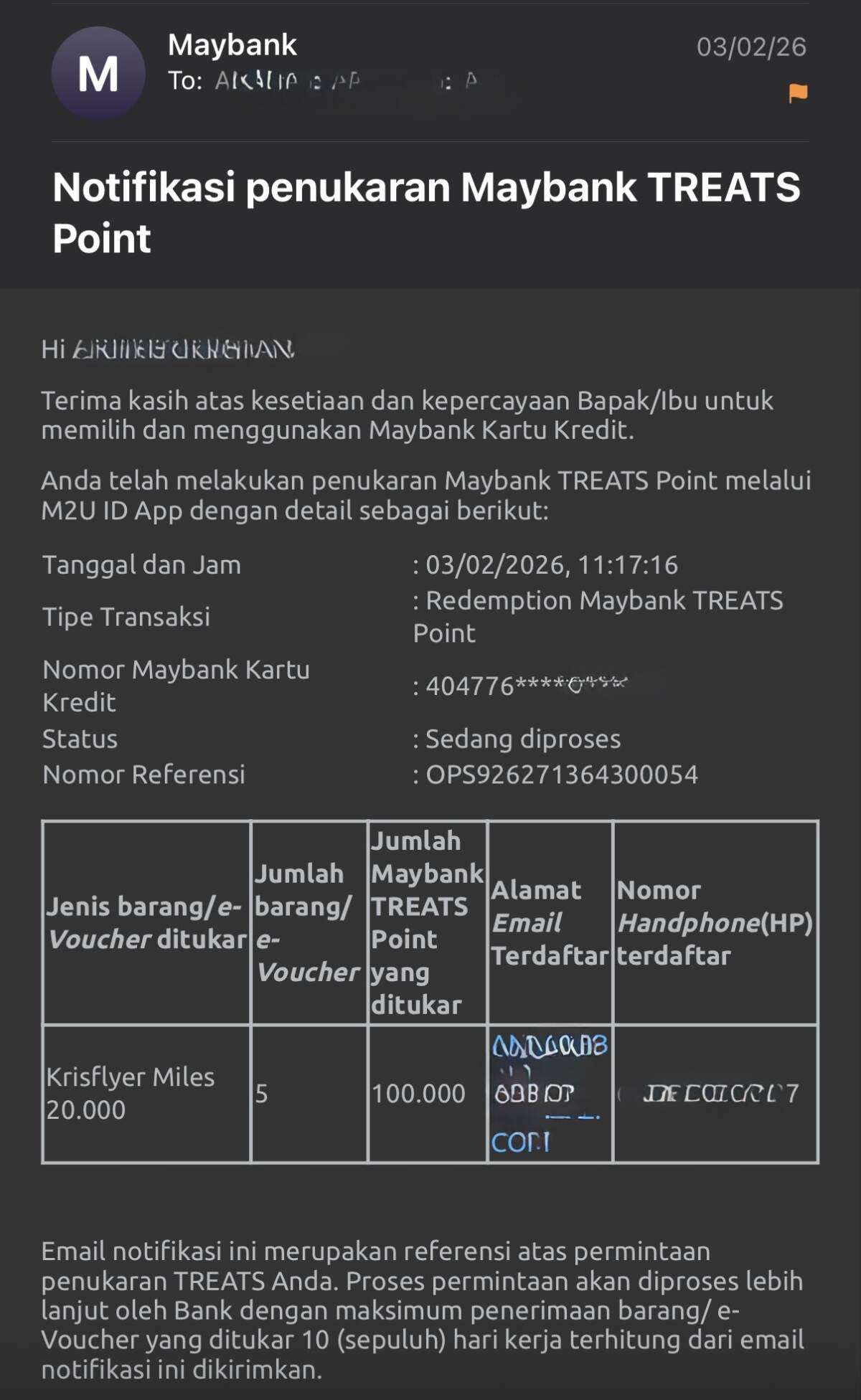 CS Akui Salah, tapi 120.000 TREATS Points Maybank Saya Hangus Tanpa Solusi