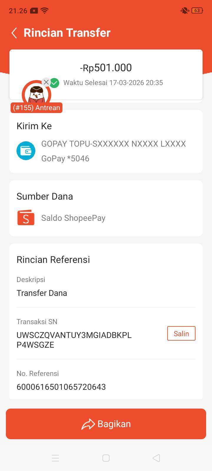 Transfer ShopeePay ke GoPay Berhasil, tapi Saldo Tak Masuk Berhari-hari