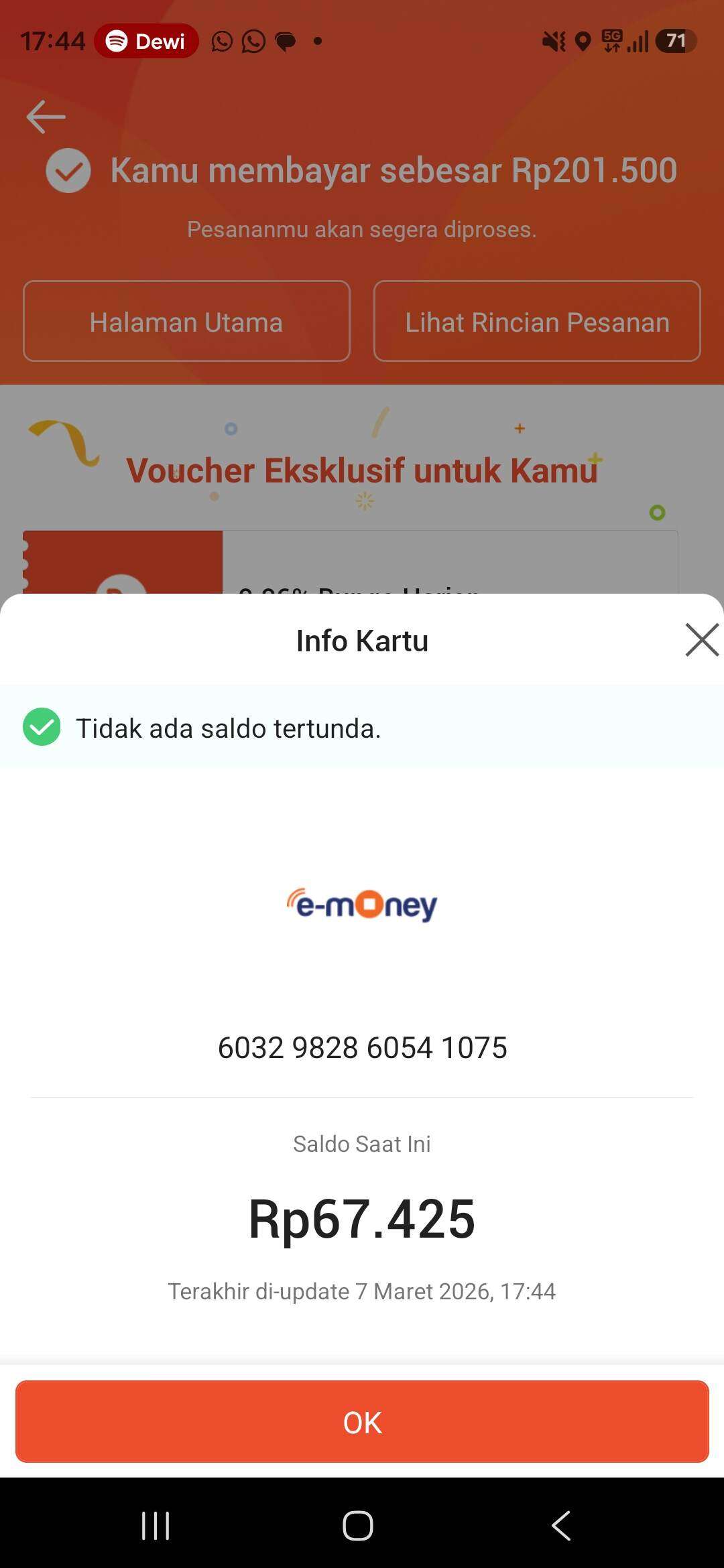 Top Up e-Money Mandiri di Shopee Sukses, tapi Saldo Tidak Masuk dan Klaim Pengembalian Dana Ditolak