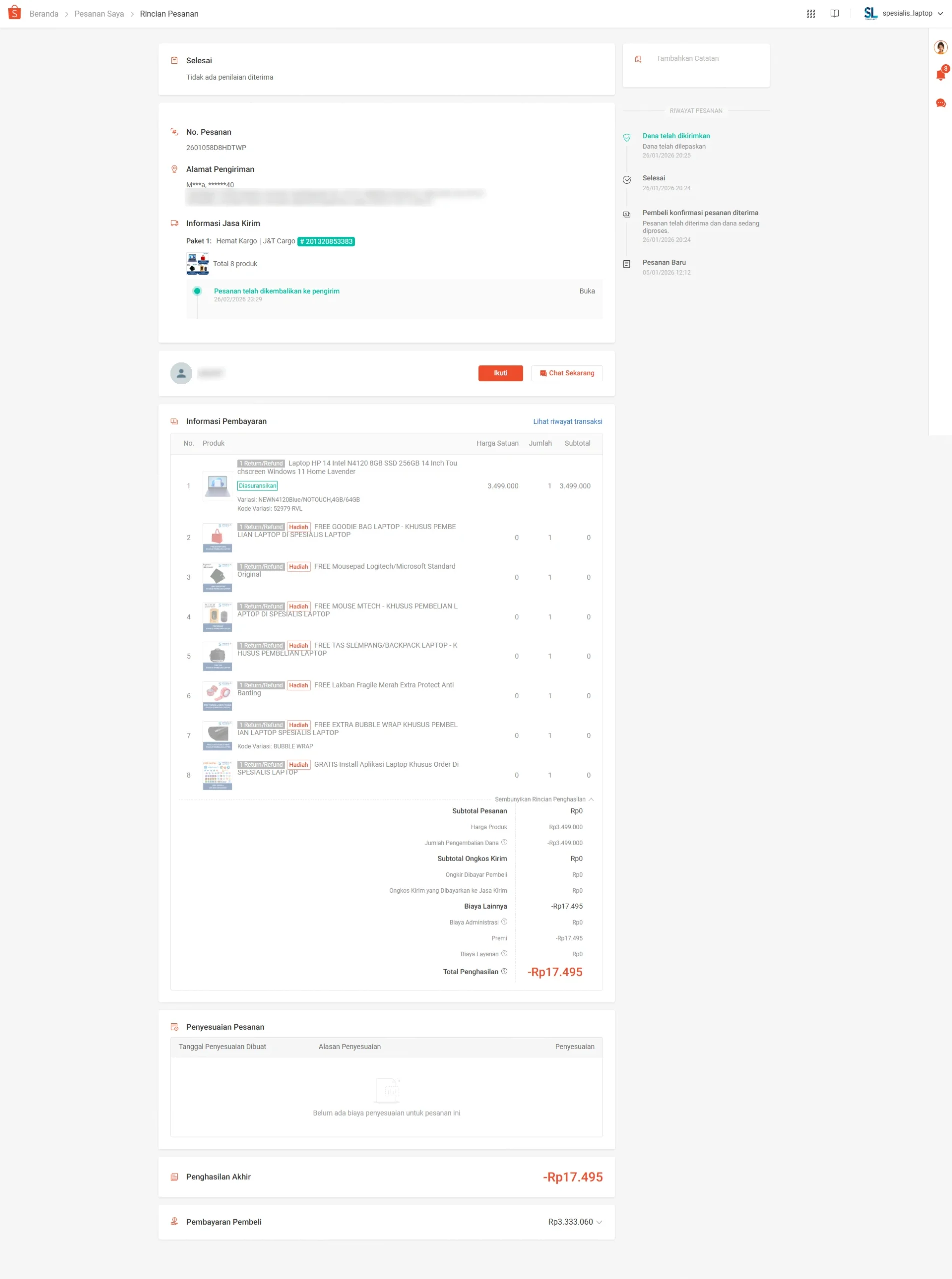Laptop Pesanan Shopee Gagal Terkirim, Sudah Dua Bulan Barang Belum Kembali ke Penjual