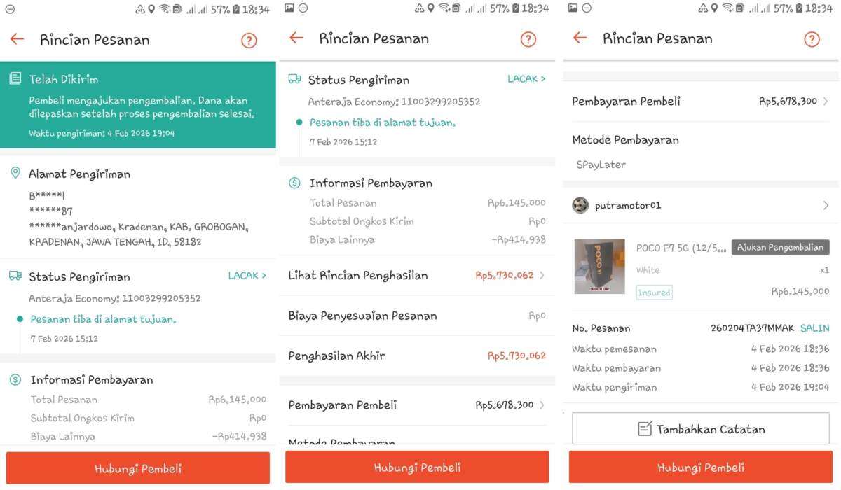 HP POCO F7 Diretur oleh Pembeli di Shopee, Penjual Terima Kotak Kosong