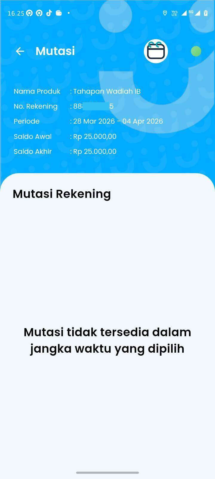 Saldo belum masuk ke rekening saya pribadi
