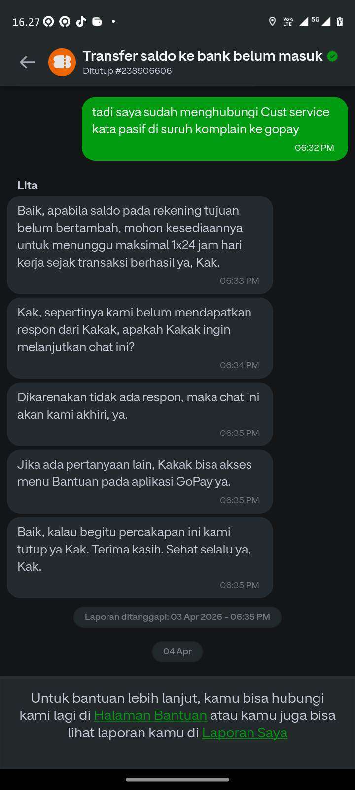 Bukti komplain status berhasil tapi di BCA Syariah belum masuk