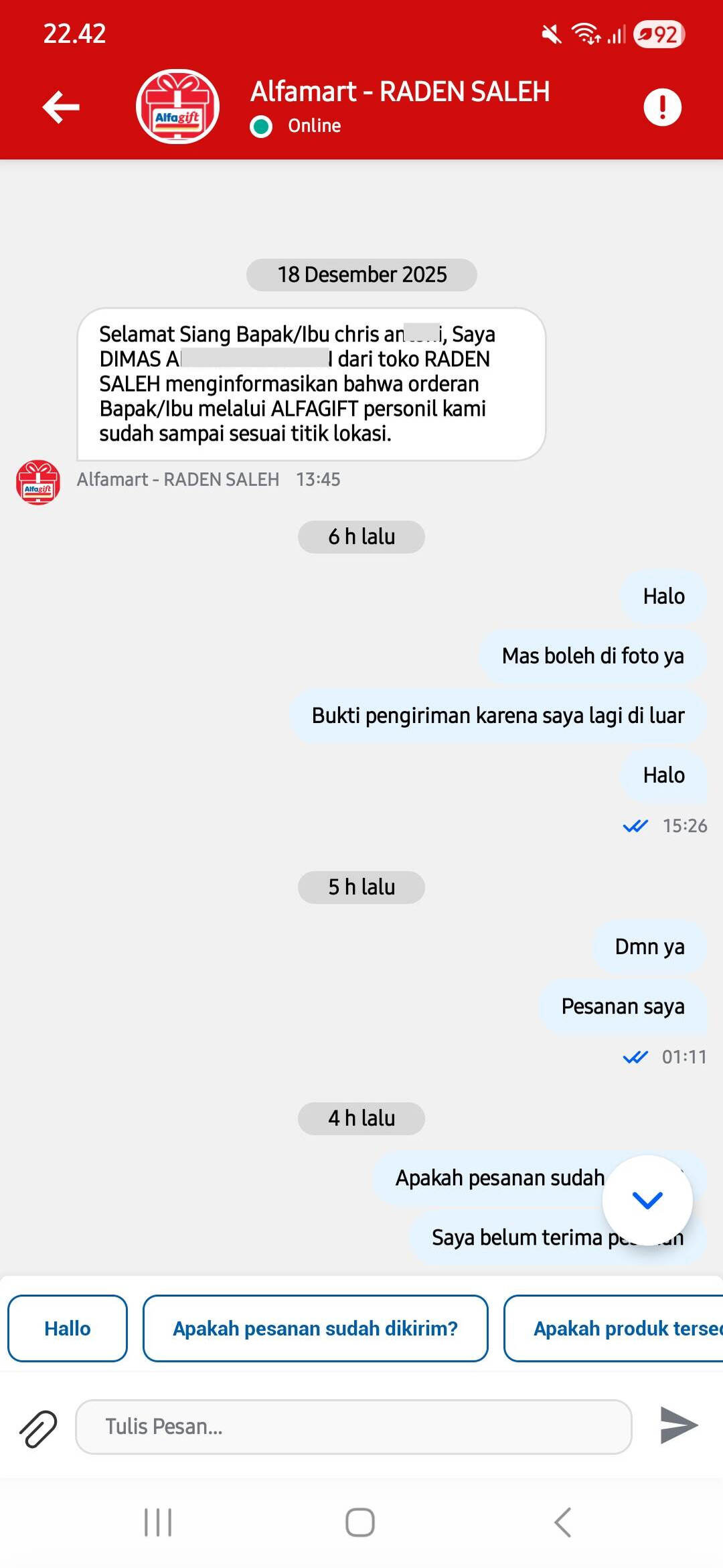 Pelayanan Service Alfagift yang Tidak Sigap
