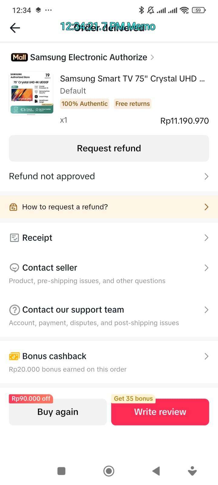 TV Samsung Rusak yang Saya Beli di TikTok Shop Ditolak Refund-nya, Kerugian Rp10 Juta Lebih Tanpa Penyelesaian