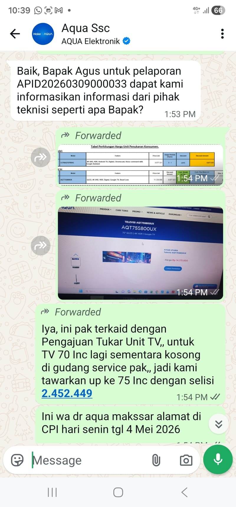 Garansi TV LED AQUA Tidak Jelas: Panel TV Rusak, Penggantian Unit ...
