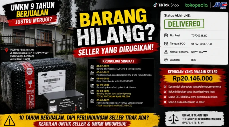 Barang Dinyatakan “Delivered” oleh JNE tapi TikTok Shop Tetap Refund Pembeli, Penjual Rugi Rp20 Juta!