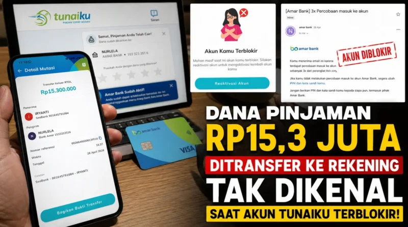Dana Pinjaman Rp15,3 Juta Ditransfer ke Rekening Tak Dikenal Saat Akun Tunaiku Terblokir