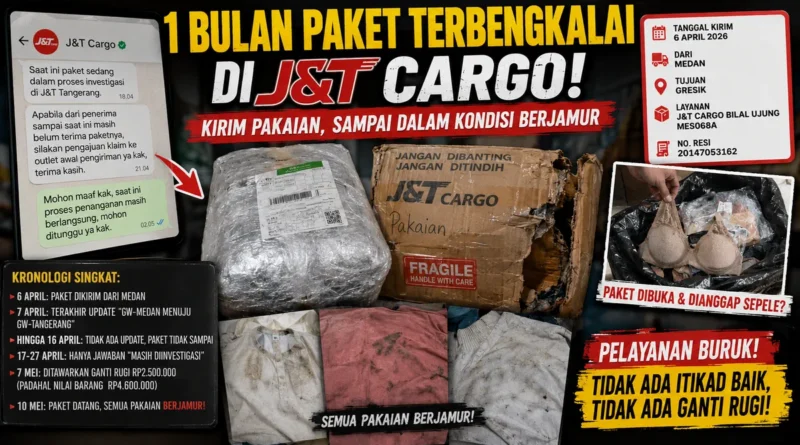 Paket Pakaian Terbengkalai 1 Bulan di J&T Cargo, Tiba dalam Kondisi Berjamur dan Tidak Ada Ganti Rugi