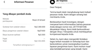 Barang Saya Dinyatakan Hilang oleh J&T, tapi TikTok Shop Tokopedia Belum Ganti Rugi Sejak 22 Mei 2026