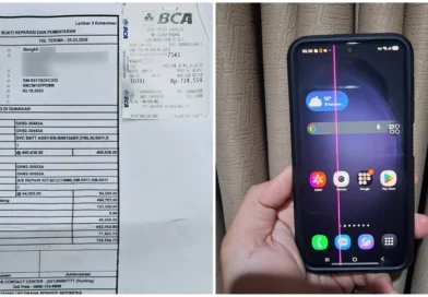Baru 2 Minggu Ganti Baterai di Service Center Resmi, Muncul Pink Line Permanen di Layar Samsung S23 Saya