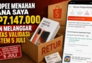 Dana Retur Rp7,1 Juta Saya Ditahan Shopee, Barang Sudah Diterima Penjual dan Melewati Batas Validasi 5 Juli tapi Uang Tak Kunjung Cair
