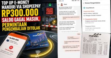 Top Up e-Money Mandiri via ShopeePay Rp300.000 Saldo Gagal Masuk, Permintaan Pengembalian Ditolak